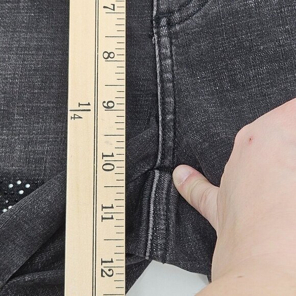 Joseph Ribkoff Rhinestone Frayed Skinny Jeans Washed Black Women’s Size 8 Artsy - Picture 11 of 13
